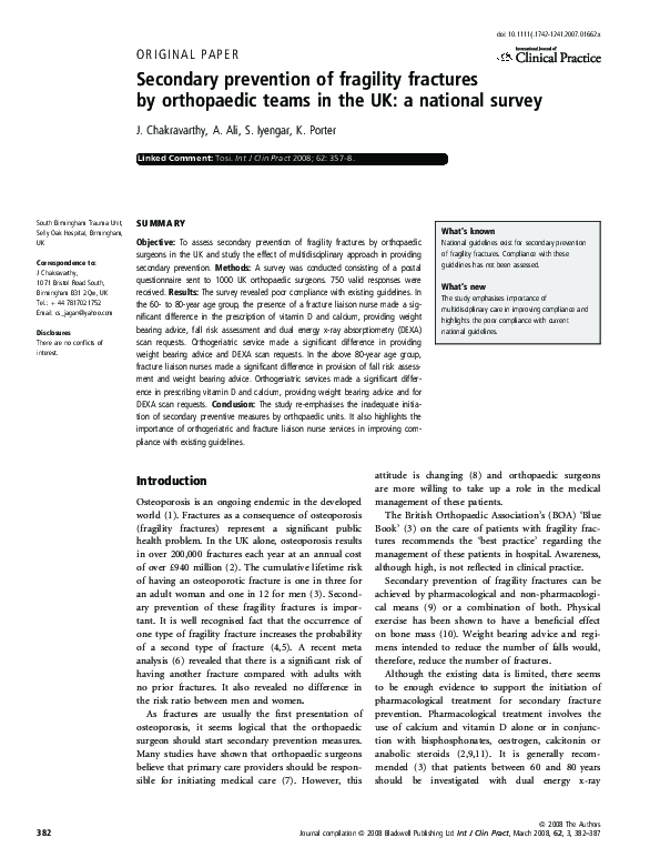 (PDF) Secondary prevention of fragility fractures by orthopaedic teams ...