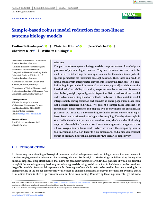 (PDF) Sample-based robust model reduction for non-linear systems ...