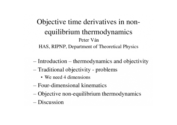 (PDF) Objective time derivatives in nonequilibrium thermodynamics
