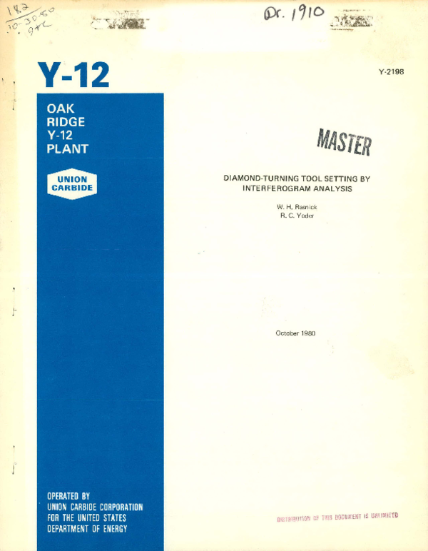 Pdf Diamond Turning Tool Setting By Interferogram Analysis