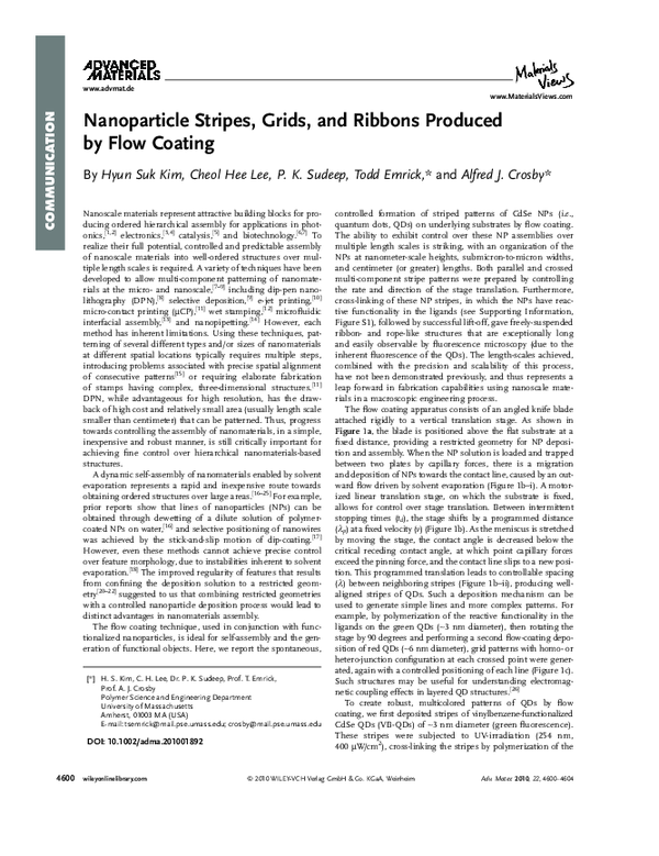 (PDF) Nanoparticle Stripes, Grids, and Ribbons Produced by Flow Coating