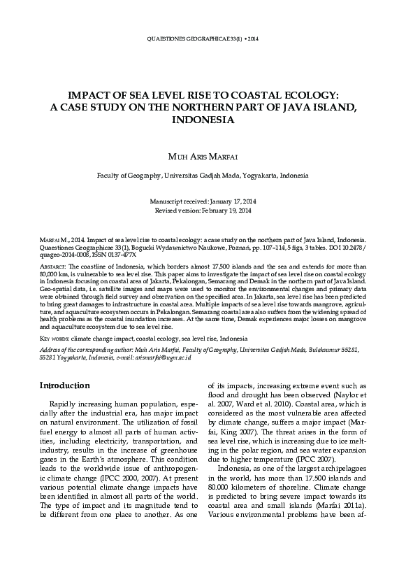 (PDF) Impact of Sea Level Rise to Coastal Ecology: A Case Study on the ...