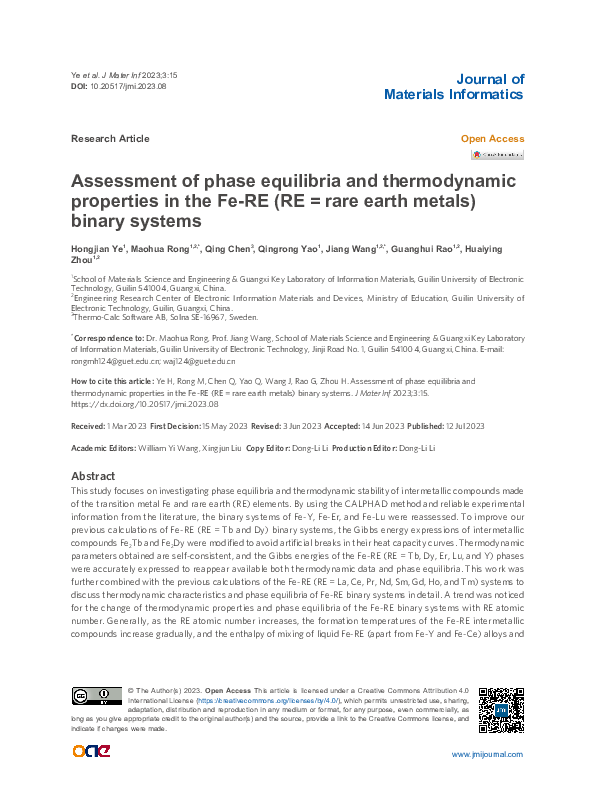 (PDF) Assessment of phase equilibria and thermodynamic properties in ...