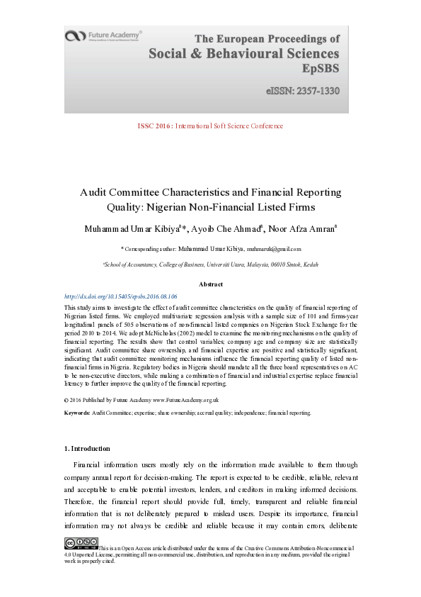 (PDF) Audit Committee Characteristics and Financial Reporting Quality ...