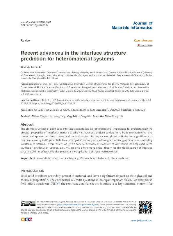 (PDF) Recent advances in the interface structure prediction for ...