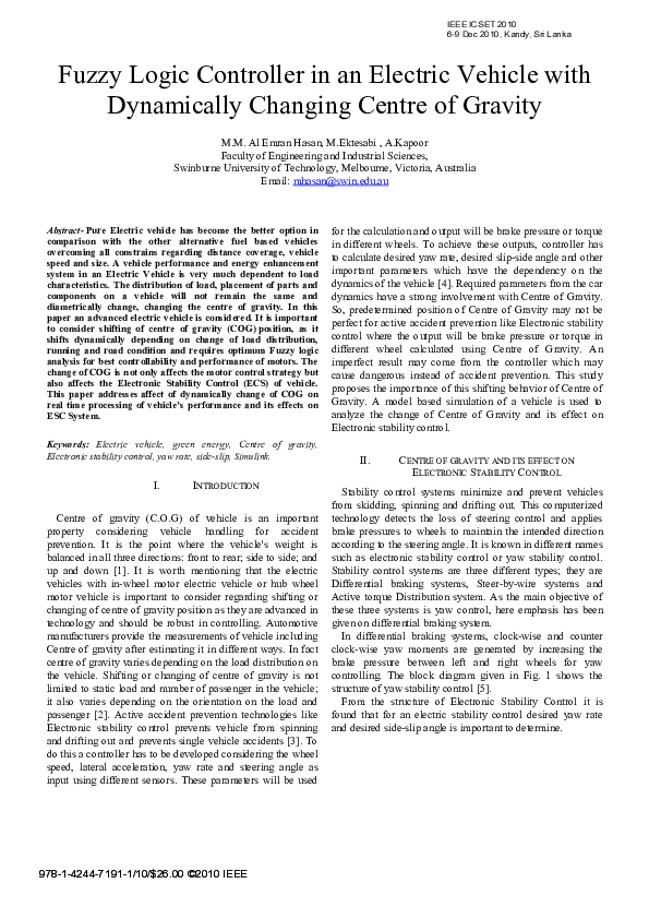 (PDF) Fuzzy logic controller in an Electric Vehicle with dynamically ...