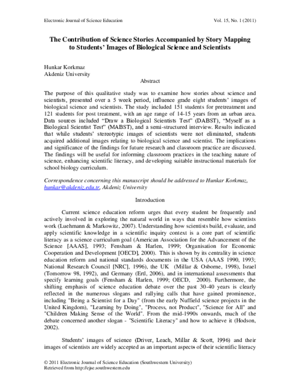 (PDF) The Contribution of Science Stories Accompanied by Story Mapping ...