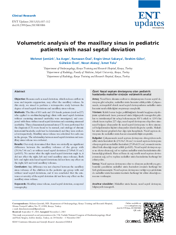 (PDF) Volumetric analysis of the maxillary sinus in pediatric patients ...