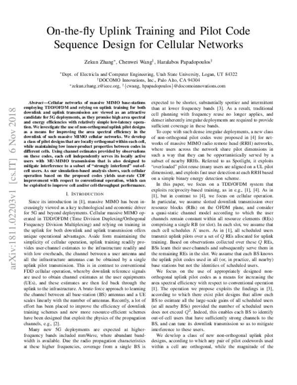 (PDF) On-the-fly Uplink Training and Pilot Code Sequence Design for ...