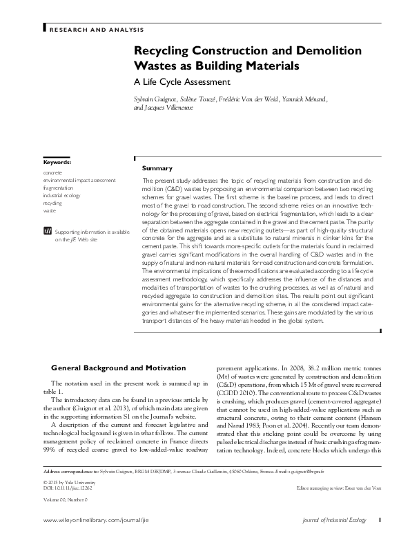 (PDF) Recycling construction and demolition wastes – a UK perspective