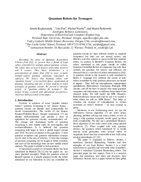 (PDF) Quantum Robots for Teenagers
