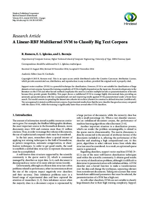 (PDF) A Linear-RBF Multikernel SVM to Classify Big Text Corpora