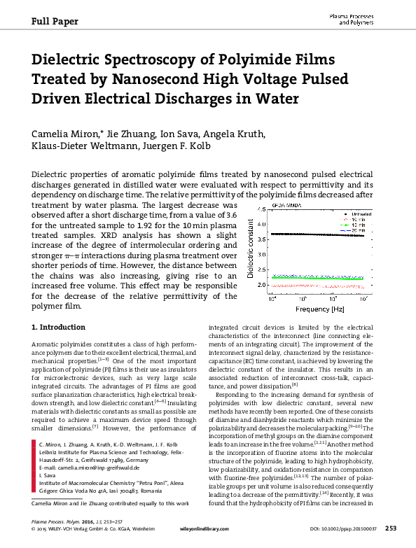 (PDF) Dielectric Spectroscopy of Polyimide Films Treated by Nanosecond ...
