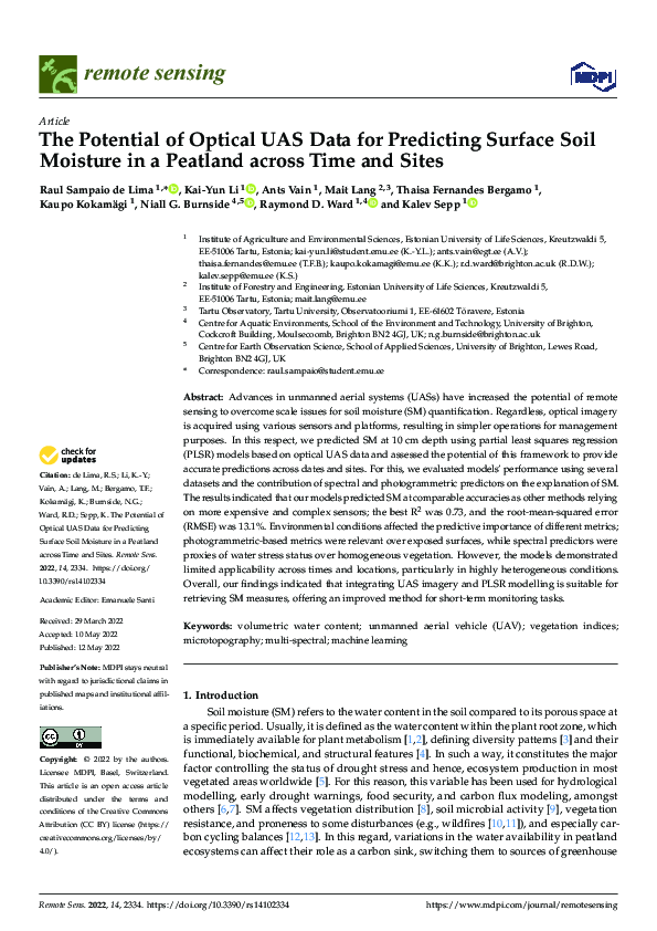 (PDF) The Potential of Optical UAS Data for Predicting Surface Soil ...