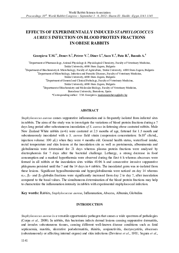 (PDF) Effects of experimentally induced Staphylo- coccus aureus ...