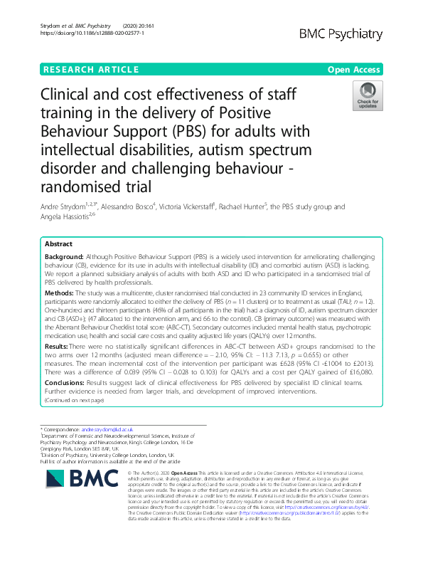 (PDF) Clinical and cost effectiveness of staff training in the delivery ...
