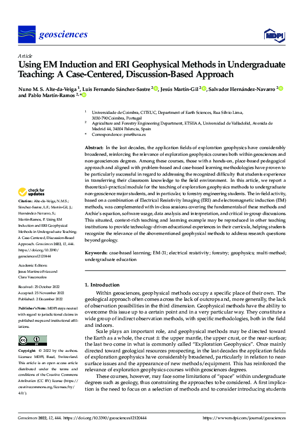 (PDF) Using EM Induction and ERI Geophysical Methods in Undergraduate ...