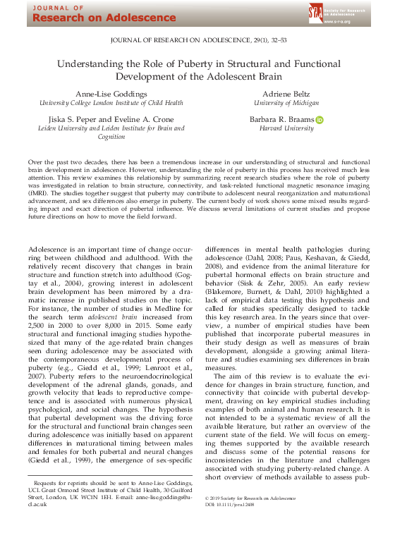 (PDF) Understanding the Role of Puberty in Structural and Functional ...