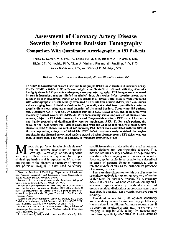 (PDF) Assessment of coronary artery disease severity by positron ...