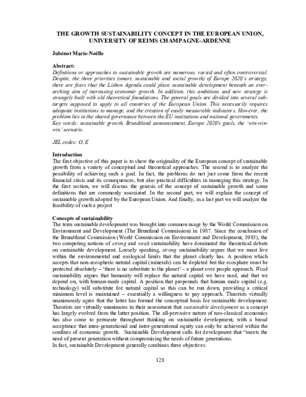 (PDF) The Growth Sustainability Concept in the European Union