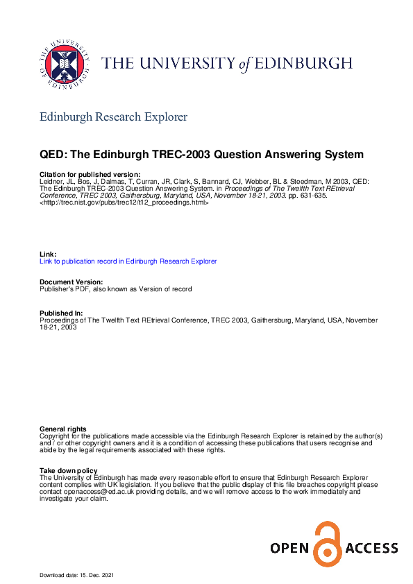 (PDF) Proceedings of The Twelfth Text REtrieval Conference, TREC 2003 ...