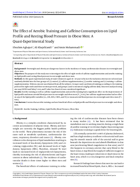 (PDF) The Effect of Aerobic Training and Caffeine Consumption on Lipid ...