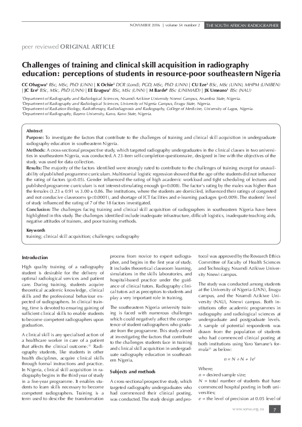 (PDF) Challenges of training and clinical skill acquisition in ...