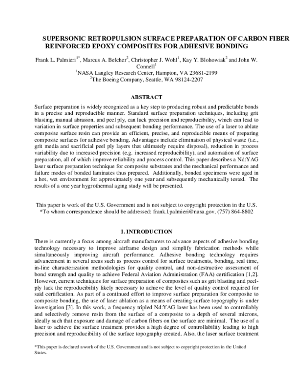 (PDF) Supersonic Retropulsion Surface Preparation of Carbon Fiber ...