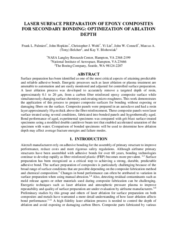 (PDF) Laser Surface Preparation of Epoxy Composites for Secondary ...