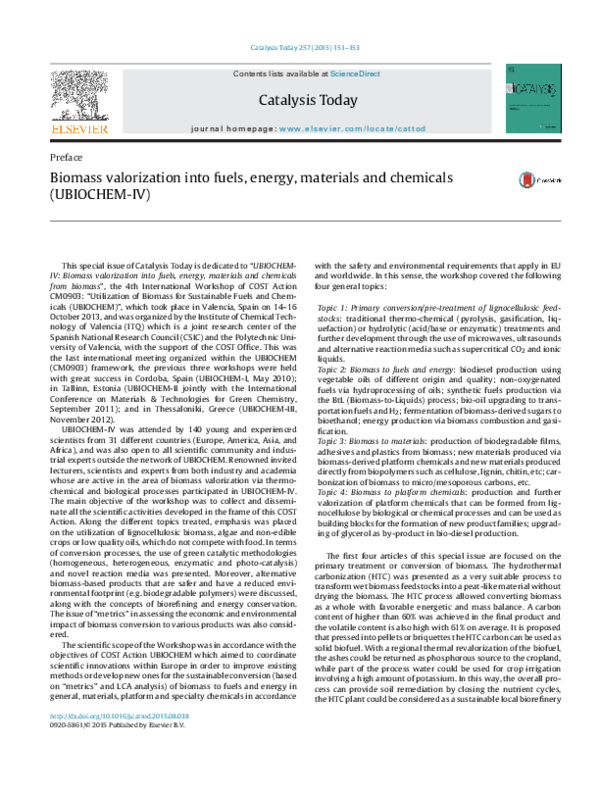 (PDF) Biomass valorization into fuels, energy, materials and chemicals ...