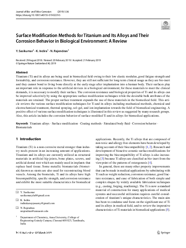 (PDF) Surface Modification Methods for Titanium and Its Alloys and ...