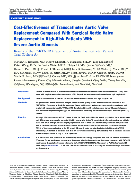 (PDF) Cost-Effectiveness of Transcatheter Aortic Valve Replacement ...