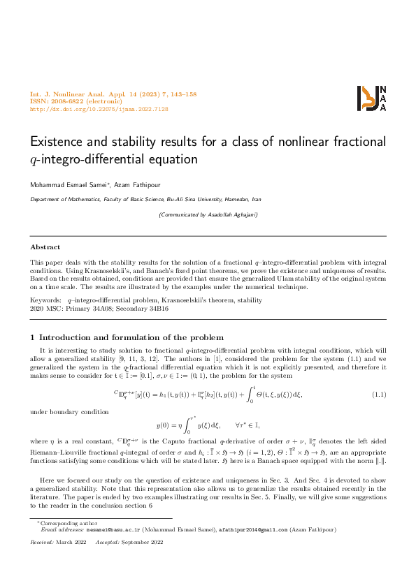 (PDF) Existence and stability results for a class of nonlinear ...