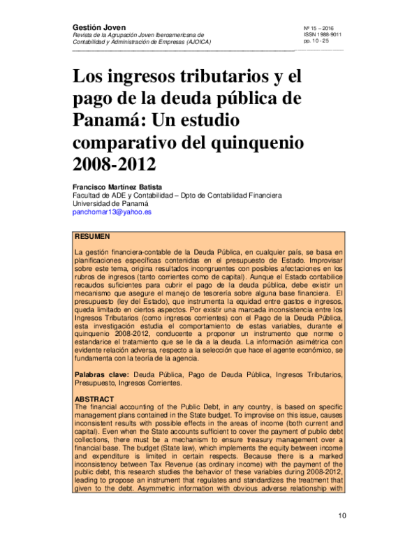 (PDF) Los ingresos tributarios y el pago de la deuda pública de Panamá ...
