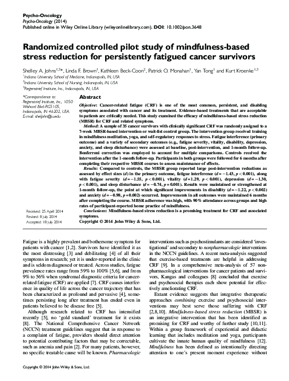 (PDF) A Randomized, Controlled Pilot Study of Mindfulness-Based Stress ...