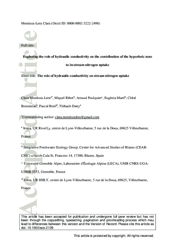 (PDF) Exploring the role of hydraulic conductivity on the contribution