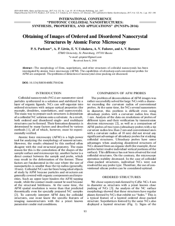 (PDF) Obtaining of images of ordered and disordered nanocrystal ...