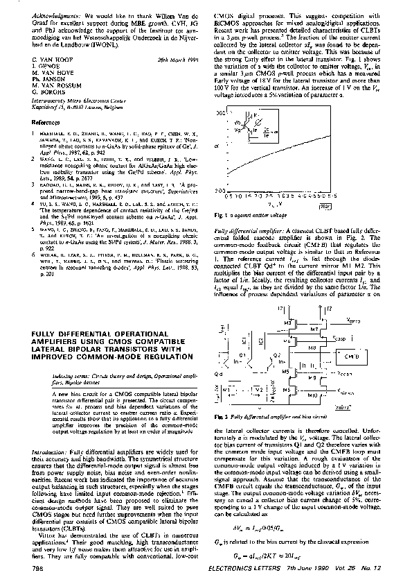(PDF) Fully differential operational amplifiers using CMOS compatible ...