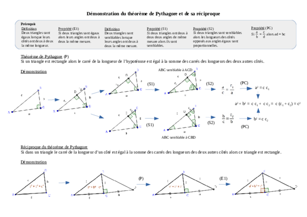 (PDF) Démonstration du théorème de Pythagore et de sa réciproque