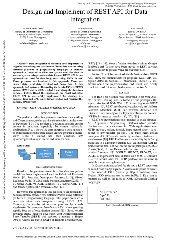 (PDF) Design and Implement of REST API for Data Integration