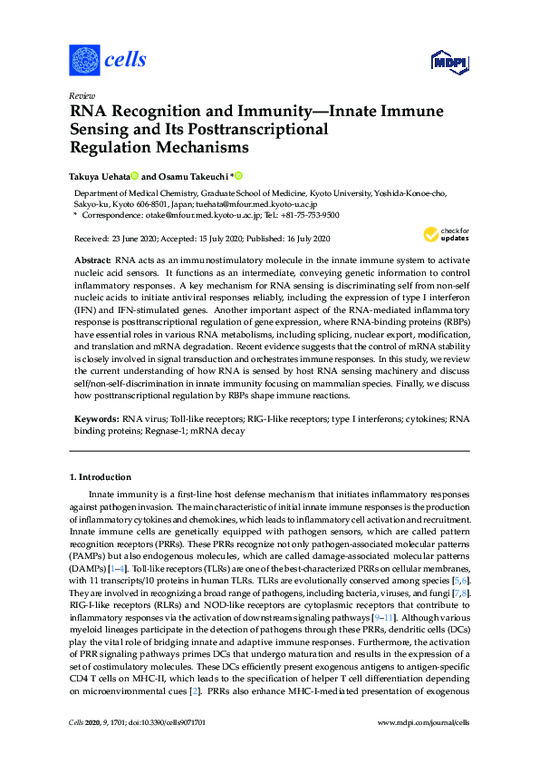 (PDF) RNA Recognition and Immunity—Innate Immune Sensing and Its ...