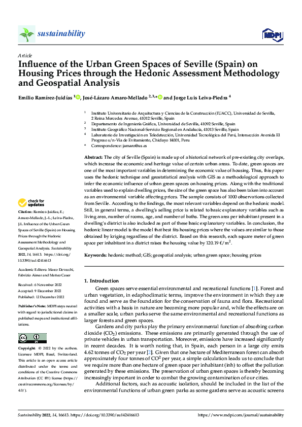(PDF) Influence of the Urban Green Spaces of Seville (Spain) on Housing ...