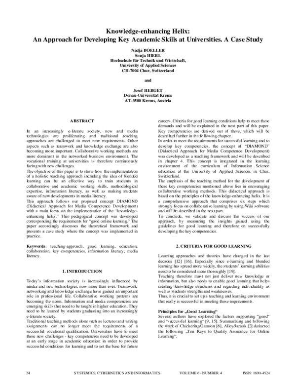 (PDF) Knowledge-enhancing Helix: An Approach for Developing Key ...