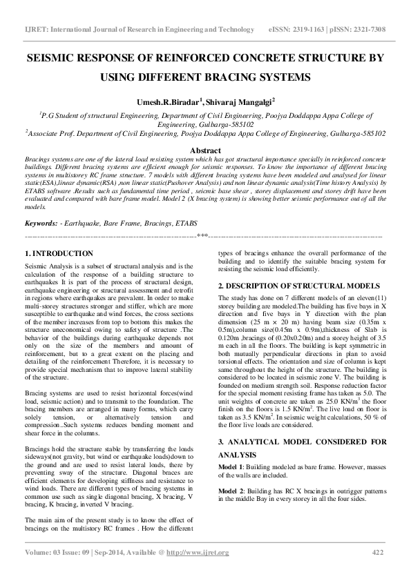 (PDF) Seismic Response of Reinforced Concrete Structure by Using ...