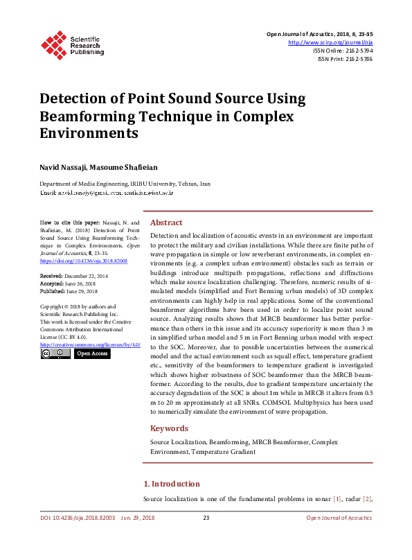 (PDF) Beamforming for Point Sound Source Detection in Complex Environments