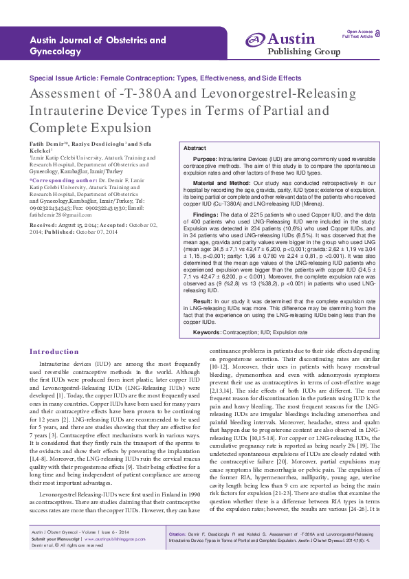 (PDF) Assessment of -T-380A and Levonorgestrel-Releasing Intrauterine ...