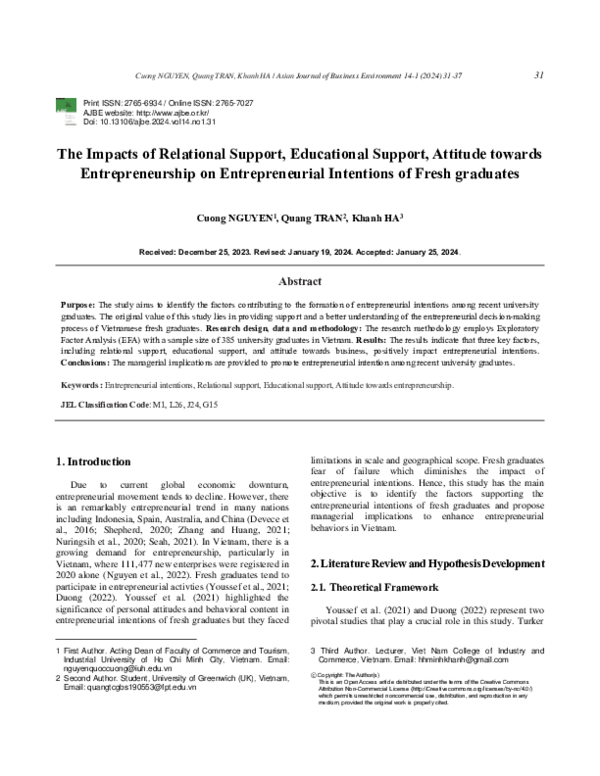 (PDF) The Impacts of Relational Support, Educational Support, Attitude ...