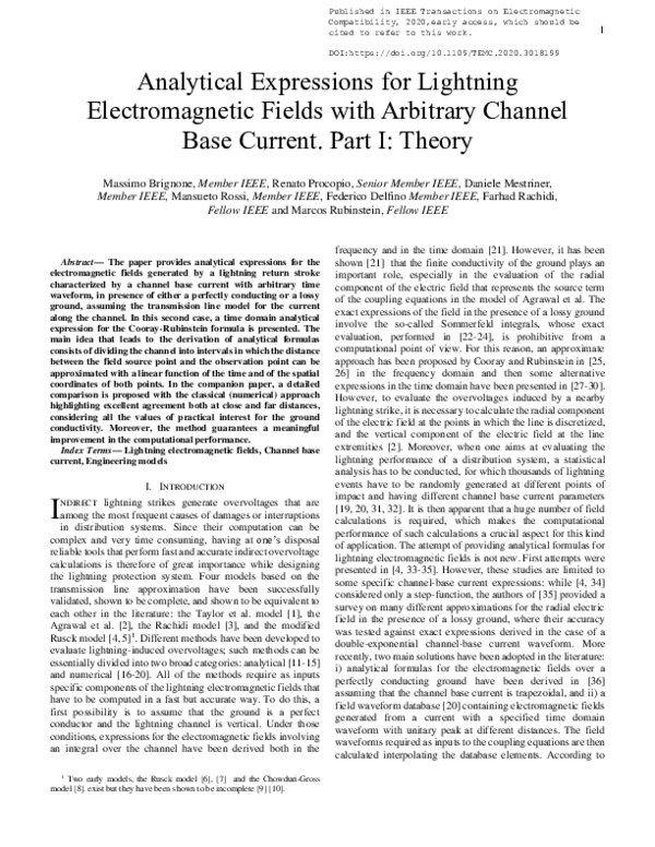 (PDF) Analytical Expressions for Lightning Electromagnetic Fields With ...