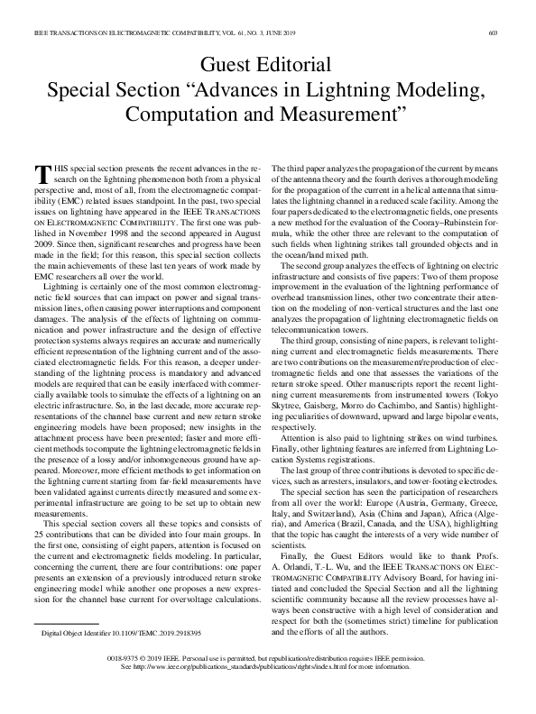 (PDF) Guest Editorial Special Section “Advances in Lightning Modeling ...