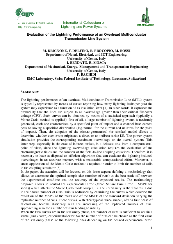 (PDF) Evaluation of the Lightning Performance of an Overhead ...